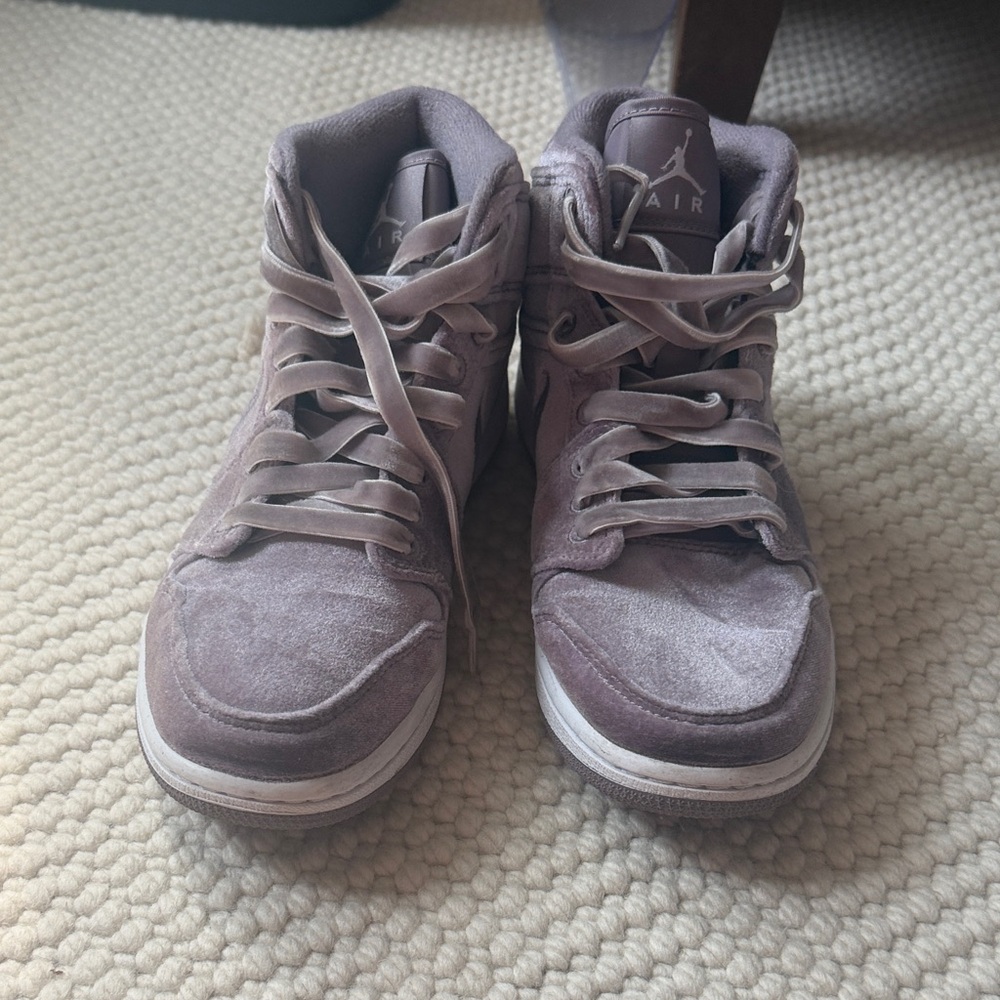 Nike Air Jordan Suede High-Top Sneakers in Taupe Gray